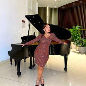 Glitter pink long sleeve dress